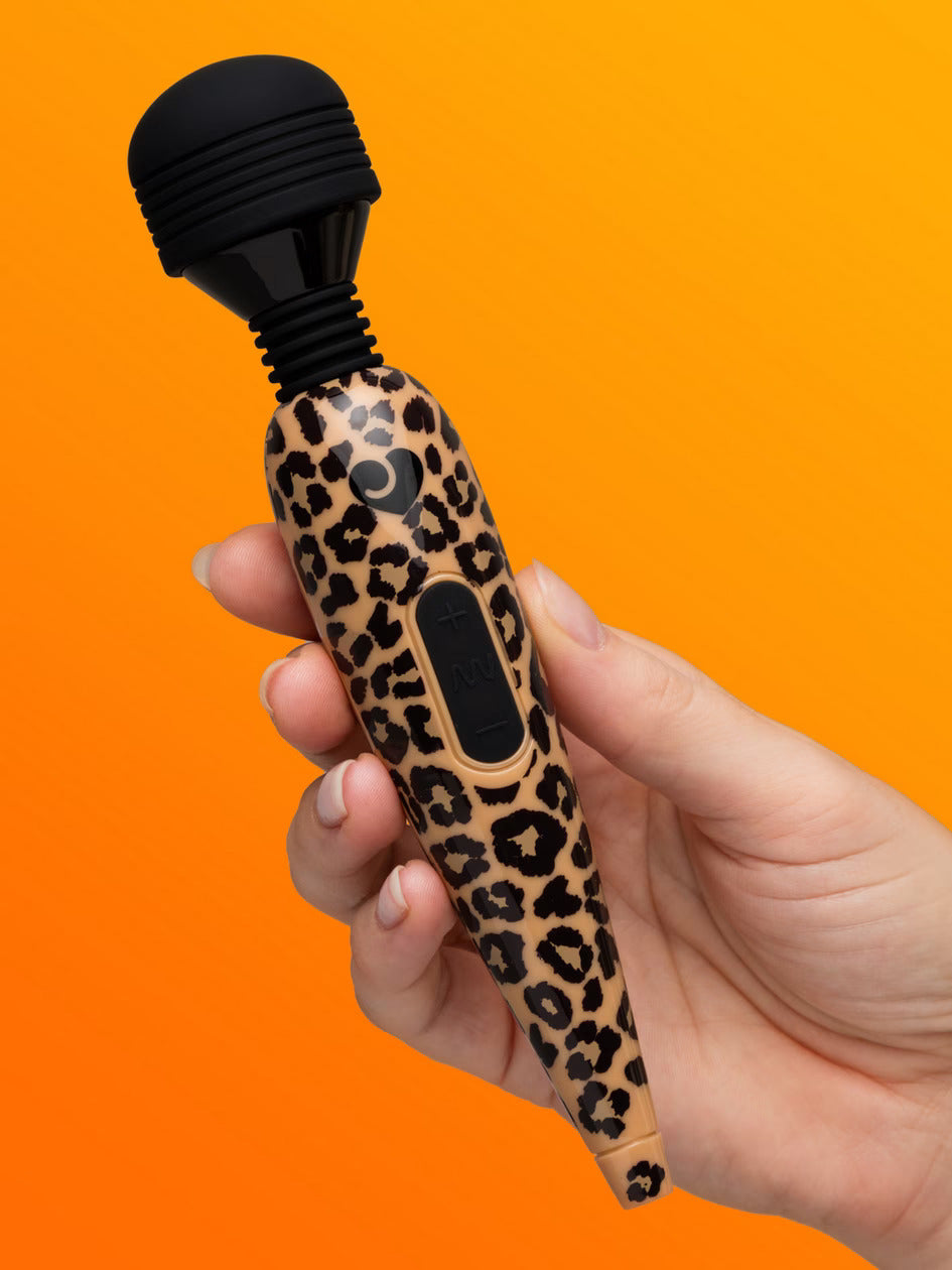 Deluxe Rechargeable Mini Leopard Massage Wand Vibrator